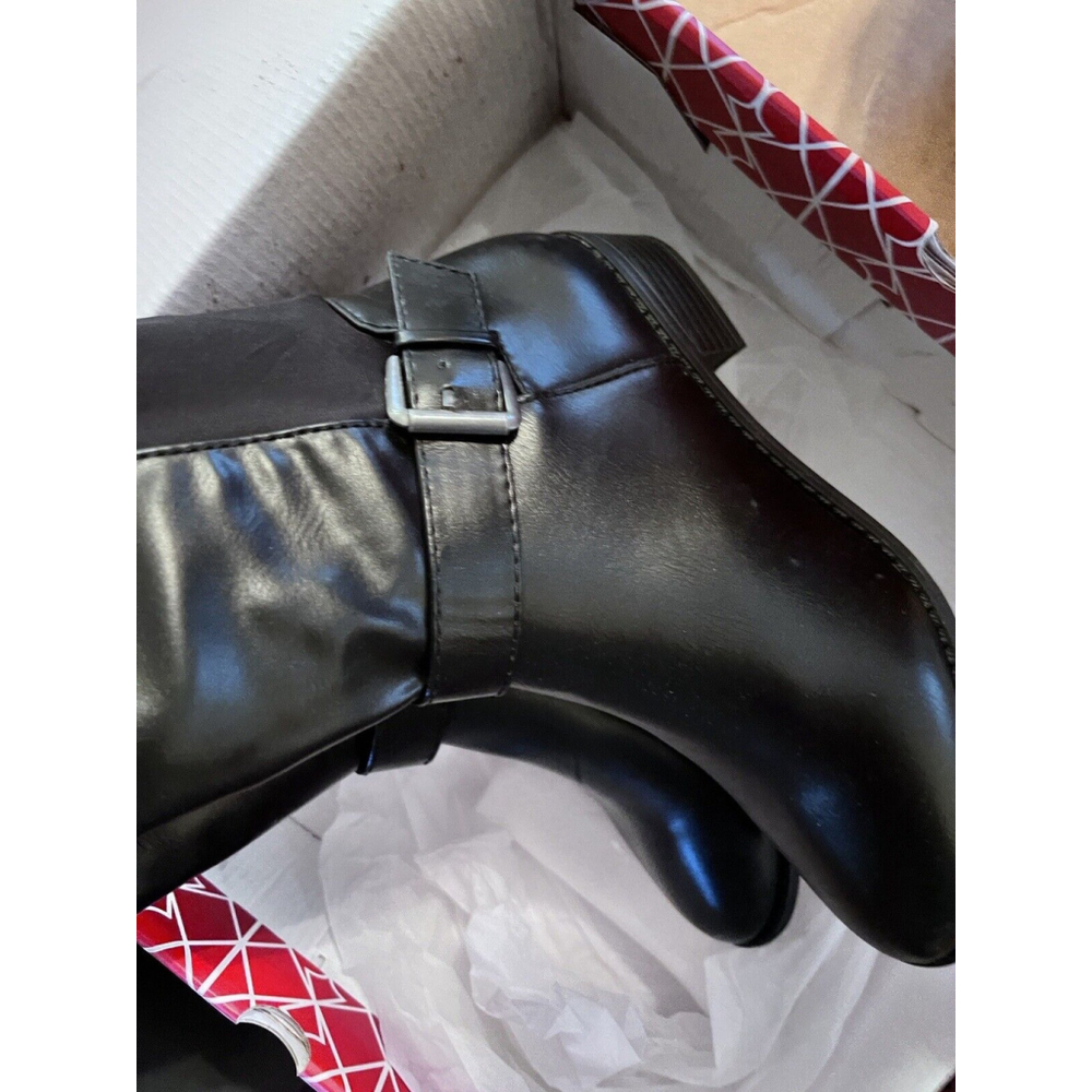 Rampage Womens Imaginer Size 6.5 Black 2" Heeled Tall Riding Boots - Picture 4 of 6